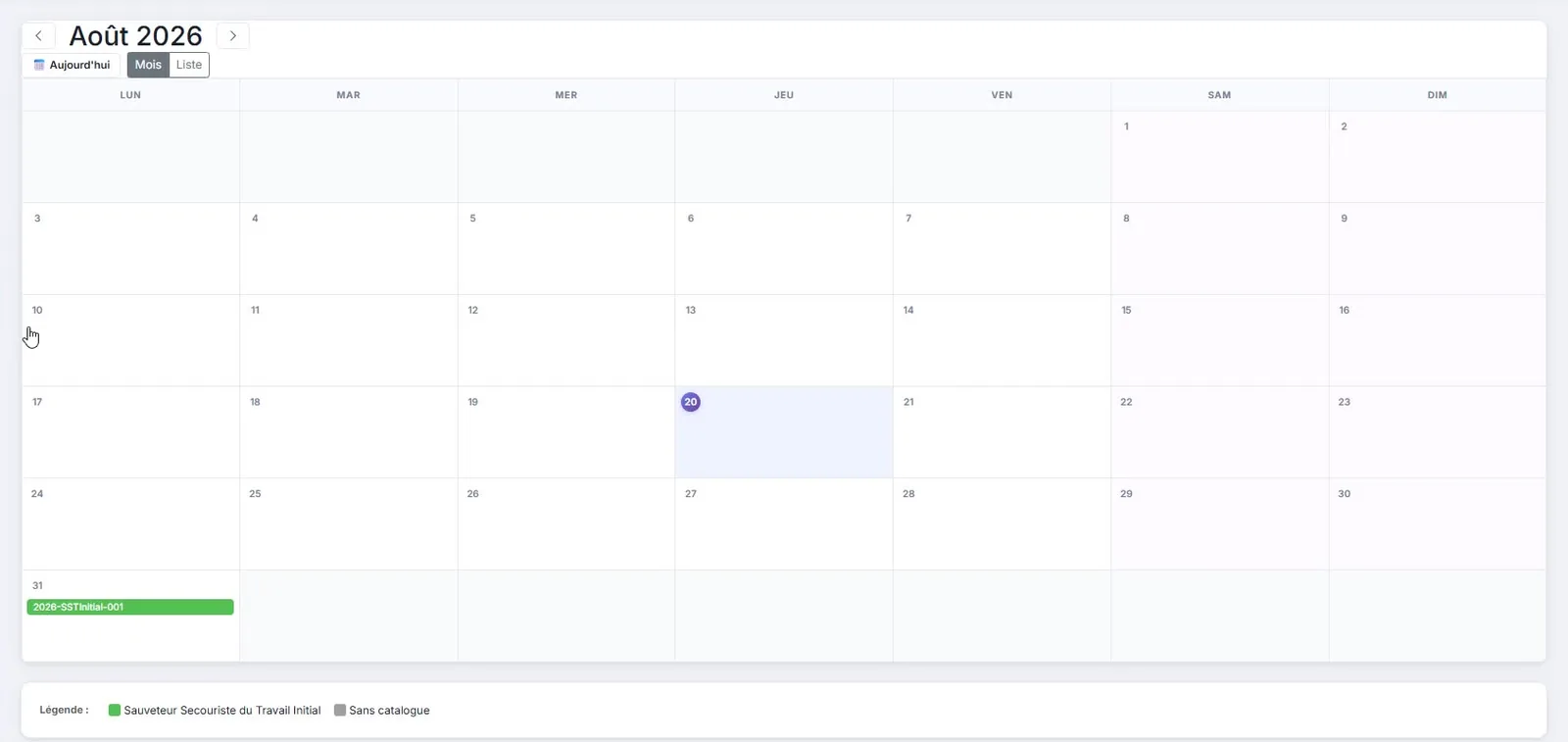 Calendrier de Formaxis